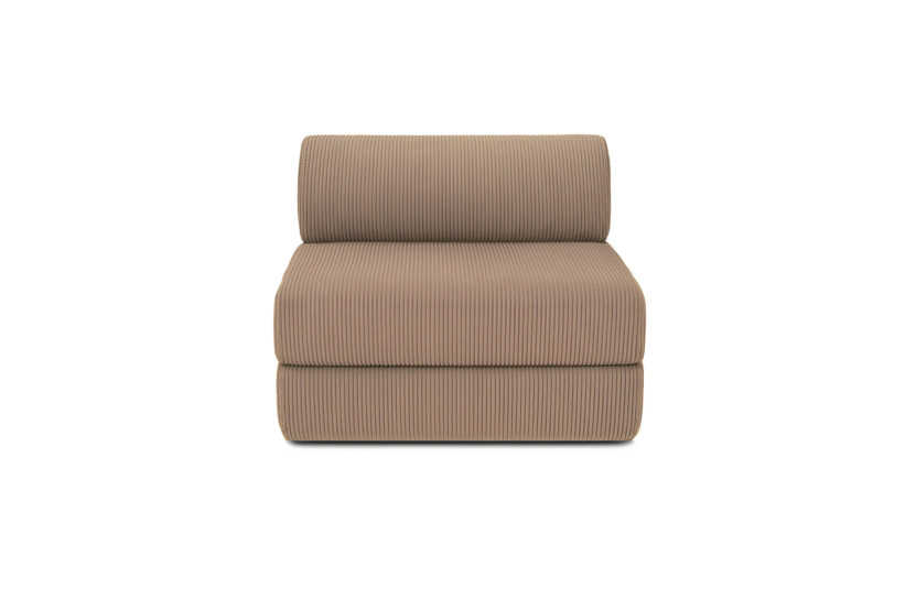 Canapé d'angle 6 places - 3 modules convertibles : Canapé 3 places + Fauteuil + Pouf - Velours côtelé Taupe