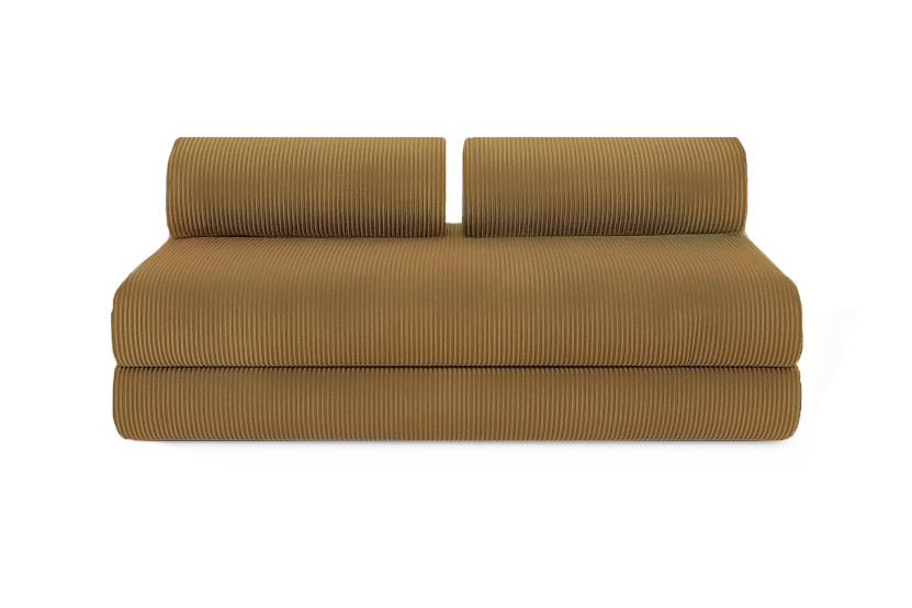 Canapé 4 places - 2 modules convertibles : Canapé 3 places + Fauteuil - Velours côtelé Jaune