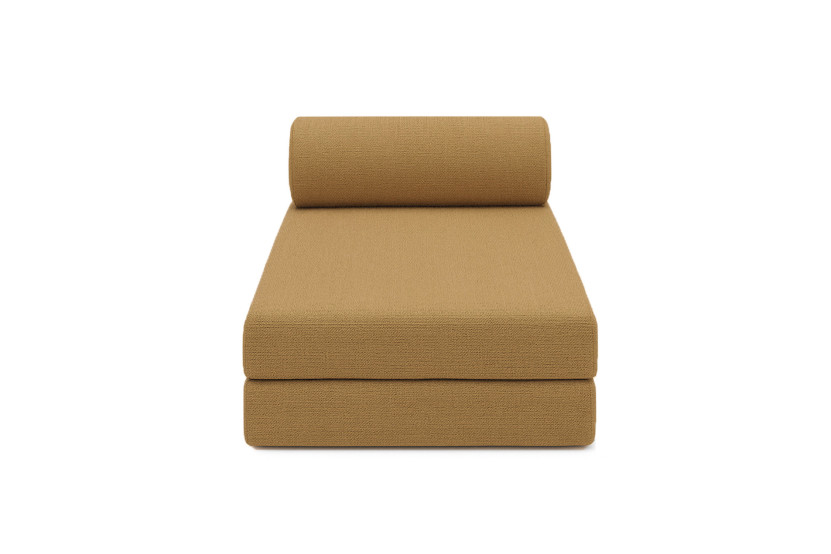 Canapé d'angle 6 places - 2 modules convertibles : Canapé 3 places + Méridienne - Tissu tweed Jaune