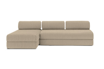 Canapé d'angle 6 places - 2 modules convertibles : Canapé 3 places + Méridienne - Velours côtelé XL Taupe