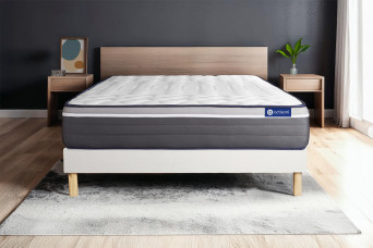 Ensemble Matelas Sommier 120x195 cm - Sommier Blanc (en kit) - ActiMemo Plus