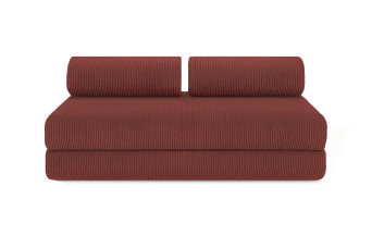Canapé 3 places convertible et modulable - Velours côtelé Rouge