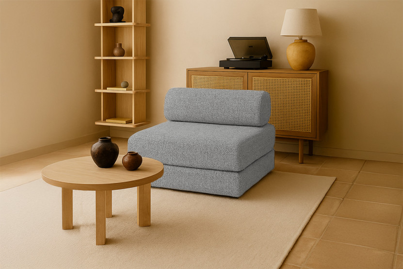 Fauteuil convertible et modulable - Tissu tweed Gris