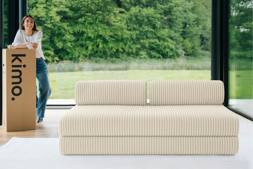 Canapé 3 places convertible et modulable - Velours côtelé XL Beige