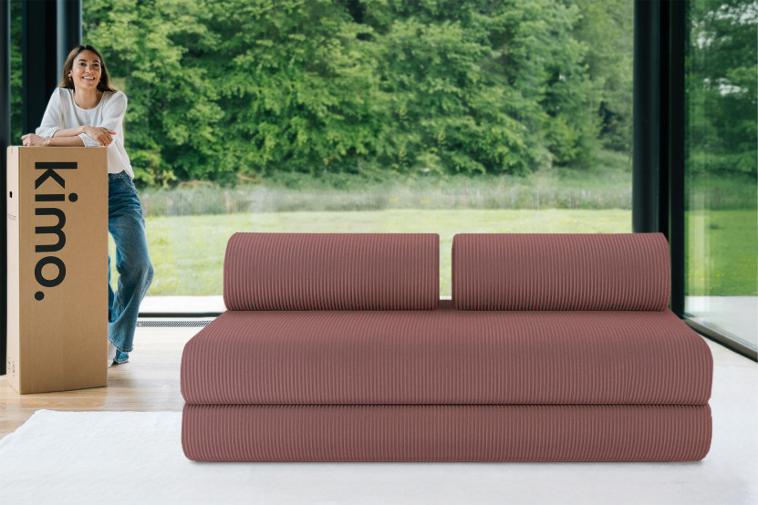 Canapé 3 places convertible et modulable - Velours côtelé Rose