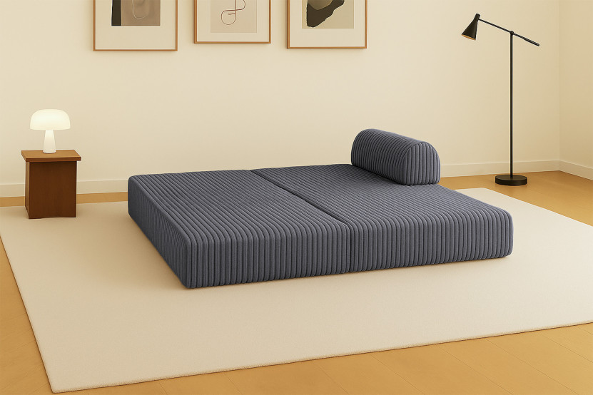 Canapé 2 places convertible et modulable - Velours côtelé XL Gris