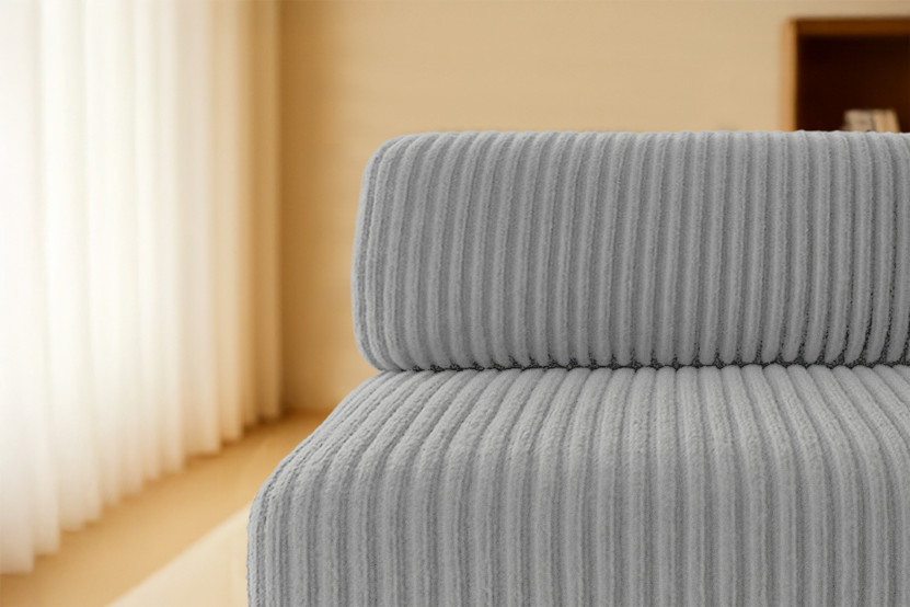 Canapé 4 places - 2 modules convertibles : Canapé 3 places + Fauteuil - Velours côtelé XL Gris clair