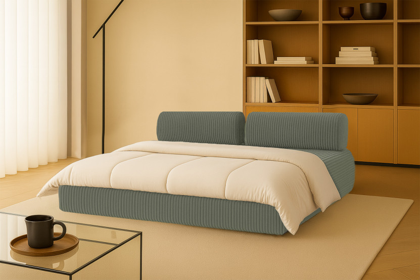 Canapé 3 places convertible et modulable - Velours côtelé XL Vert