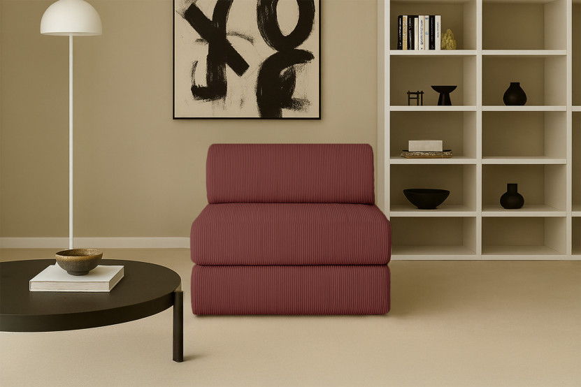 Fauteuil convertible et modulable - Velours côtelé Rouge