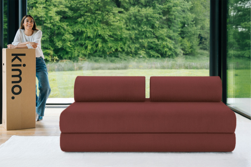 Canapé 3 places convertible et modulable - Velours côtelé Rouge