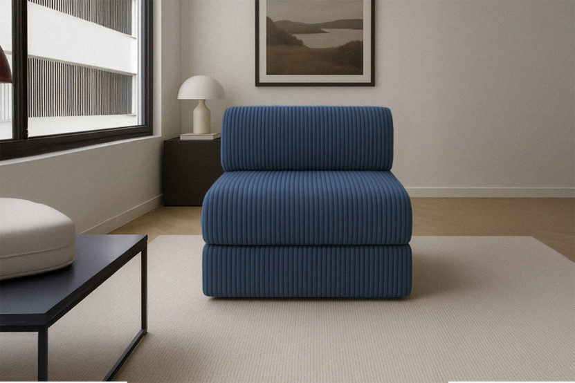 Fauteuil convertible et modulable - Velours côtelé XL Bleu