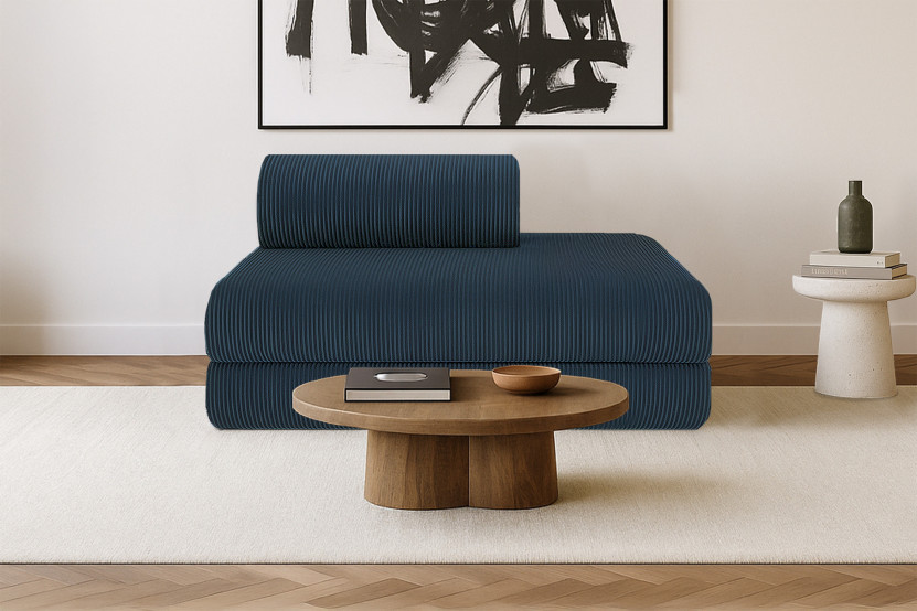 Canapé 2 places convertible et modulable - Velours côtelé Bleu