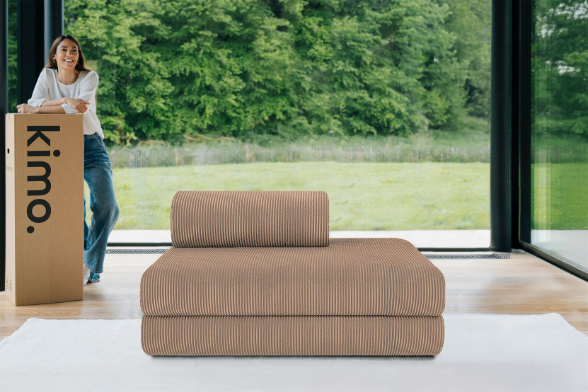 Canapé 2 places convertible et modulable - Velours côtelé Taupe