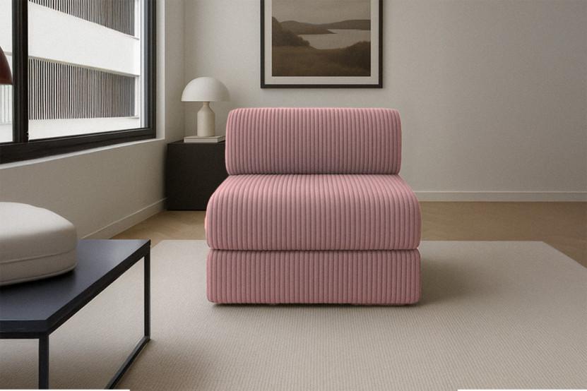 Fauteuil convertible et modulable - Velours côtelé XL Rose