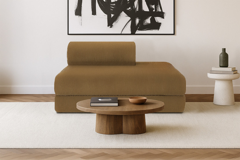 Canapé 2 places convertible et modulable - Velours côtelé Jaune