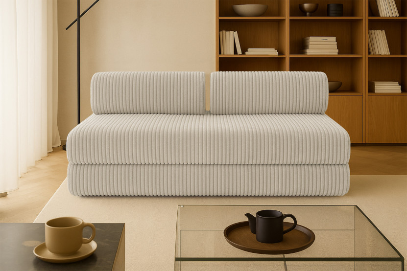 Canapé 3 places convertible et modulable - Velours côtelé XL Beige