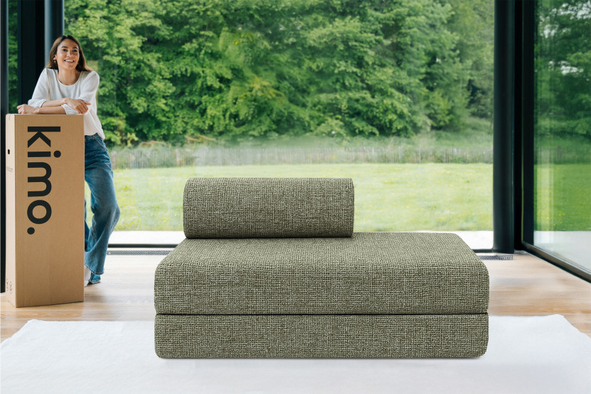 Canapé 2 places convertible et modulable - Tissu tweed Vert