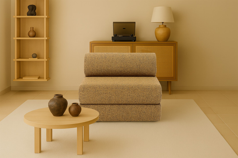 Fauteuil convertible et modulable - Tissu tweed Jaune