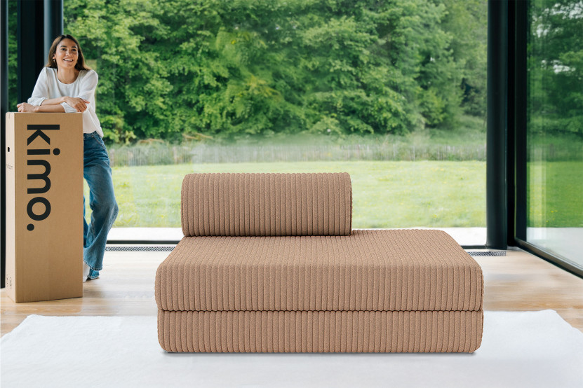 Canapé 2 places convertible et modulable - Velours côtelé XL Marron