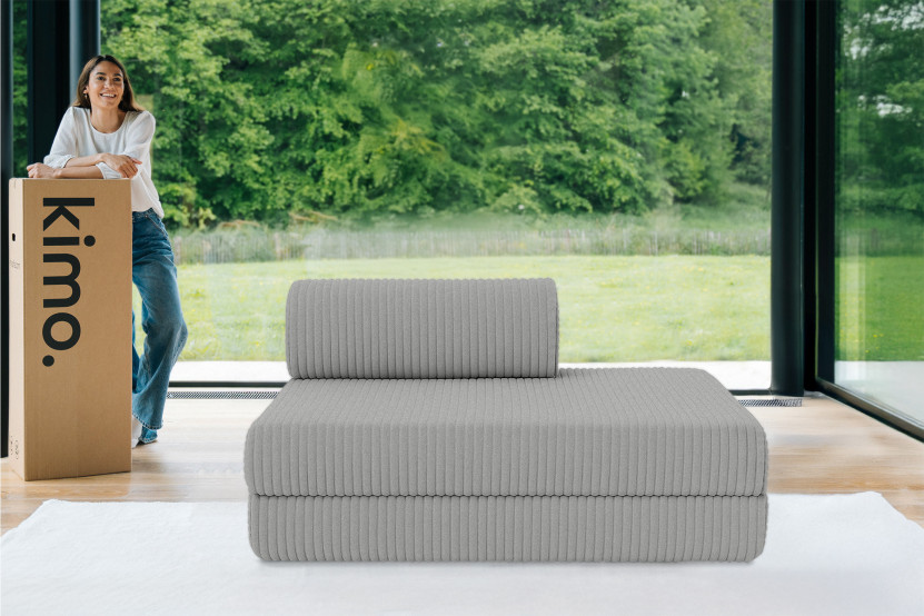 Canapé 2 places convertible et modulable - Velours côtelé XL Gris clair