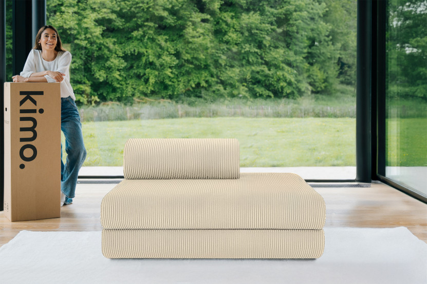 Canapé 2 places convertible et modulable - Velours côtelé Beige