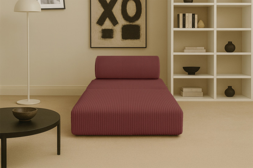 Fauteuil convertible et modulable - Velours côtelé Rouge