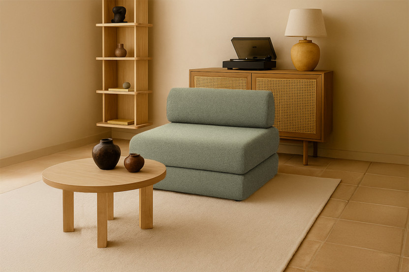 Fauteuil convertible et modulable - Tissu tweed Vert