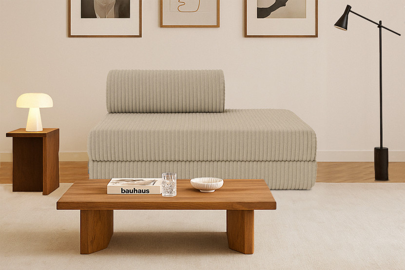 Canapé 2 places convertible et modulable - Velours côtelé XL Taupe