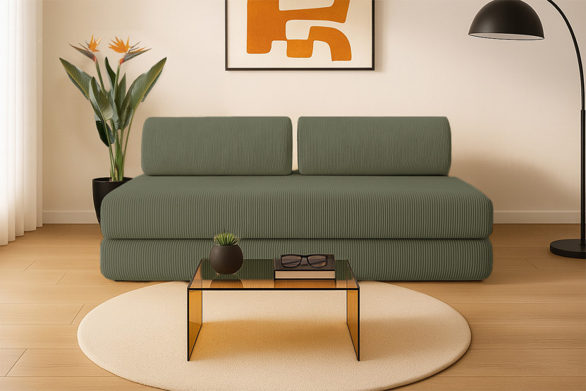 Canapé 3 places convertible et modulable - Velours côtelé Vert