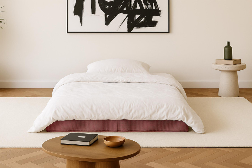 Canapé 2 places convertible et modulable - Velours côtelé Rouge