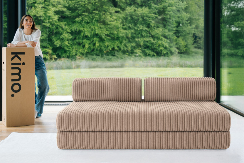 Canapé 3 places convertible et modulable - Velours côtelé XL Marron