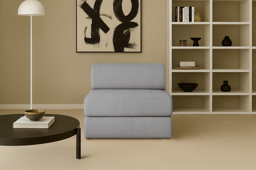 Fauteuil convertible et modulable - Velours côtelé Gris clair