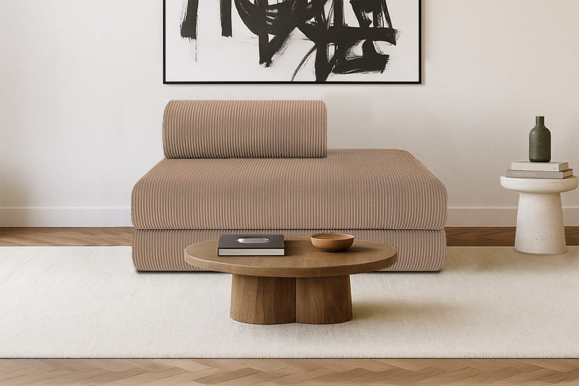 Canapé 2 places convertible et modulable - Velours côtelé Taupe