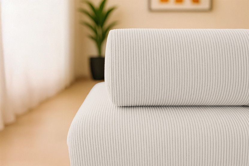 Canapé 4 places - 2 modules convertibles : Canapé 3 places + Fauteuil - Velours côtelé Blanc