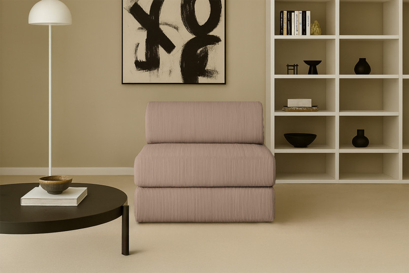 Fauteuil convertible et modulable - Velours côtelé Taupe