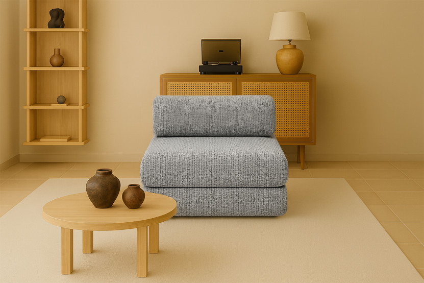 Fauteuil convertible et modulable - Tissu tweed Gris