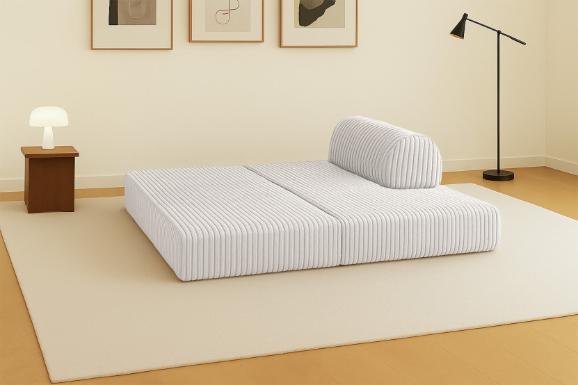 Canapé 2 places convertible et modulable - Velours côtelé XL Blanc