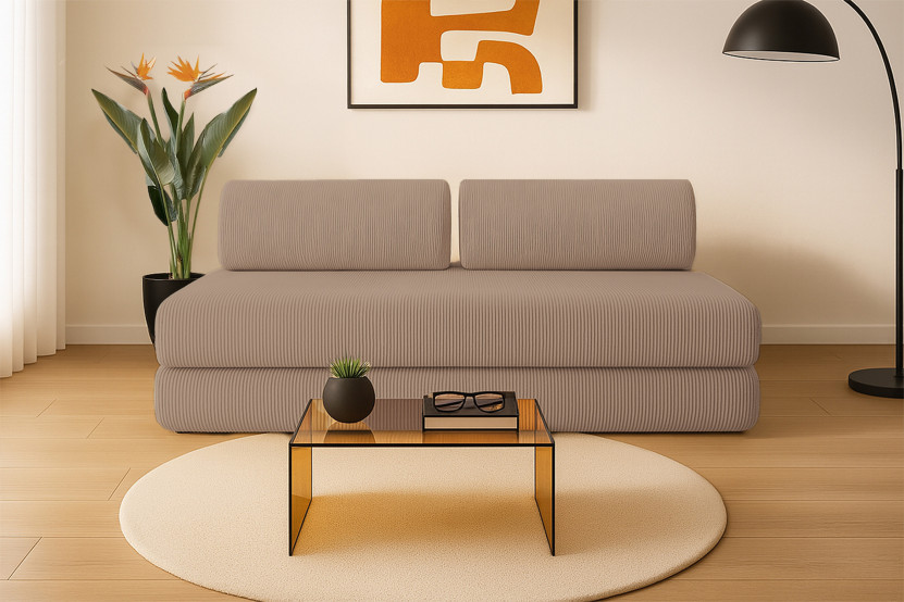 Canapé 3 places convertible et modulable - Velours côtelé Taupe