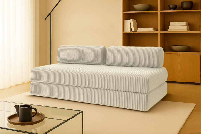 Canapé 3 places convertible et modulable - Velours côtelé XL Beige