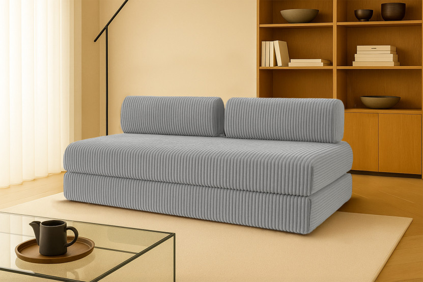 Canapé 3 places convertible et modulable - Velours côtelé XL Gris clair