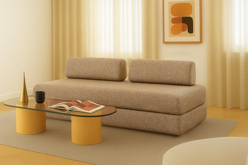 Canapé 3 places convertible et modulable - Tissu tweed Marron