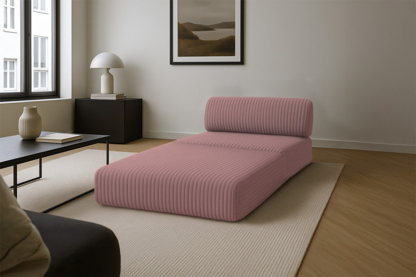 Fauteuil convertible et modulable - Velours côtelé XL Rose