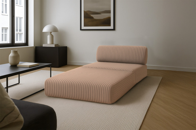 Fauteuil convertible et modulable - Velours côtelé XL Marron