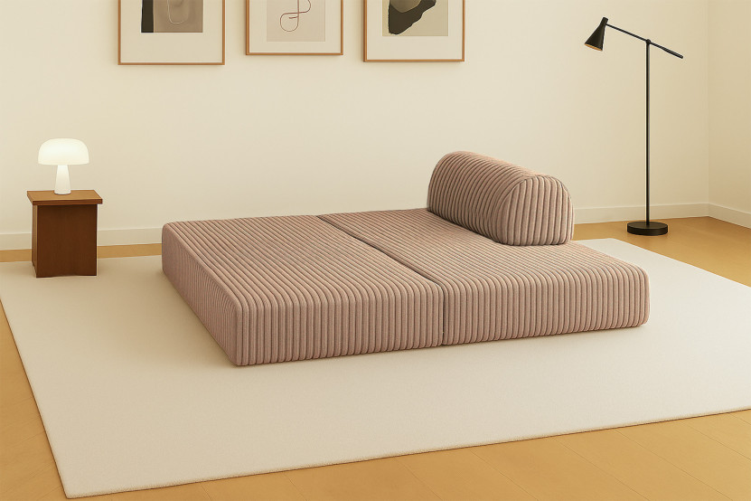 Canapé 2 places convertible et modulable - Velours côtelé XL Marron