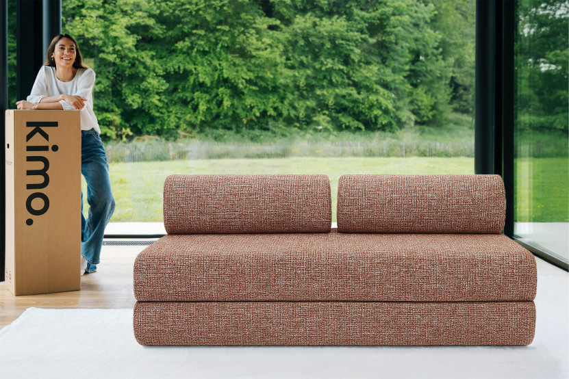 Canapé 3 places convertible et modulable - Tissu tweed Rouge