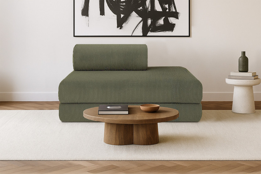 Canapé 2 places convertible et modulable - Velours côtelé Vert