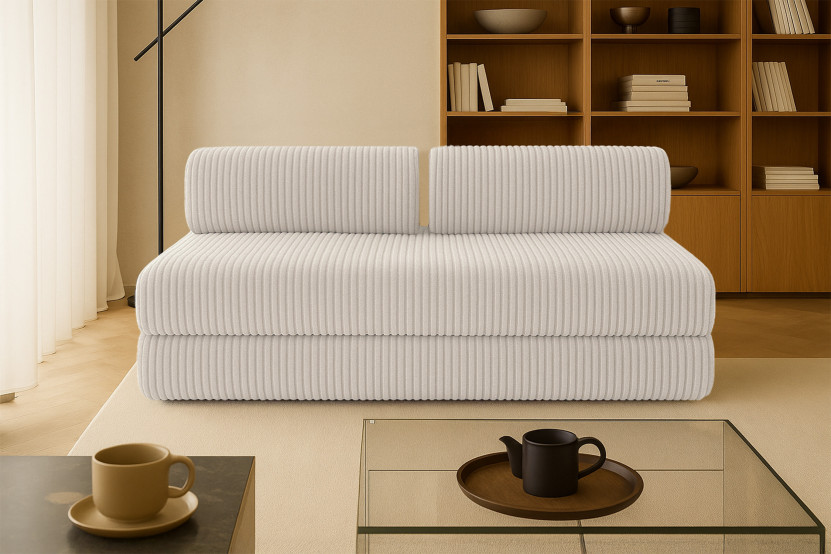 Canapé 3 places convertible et modulable - Velours côtelé XL Blanc