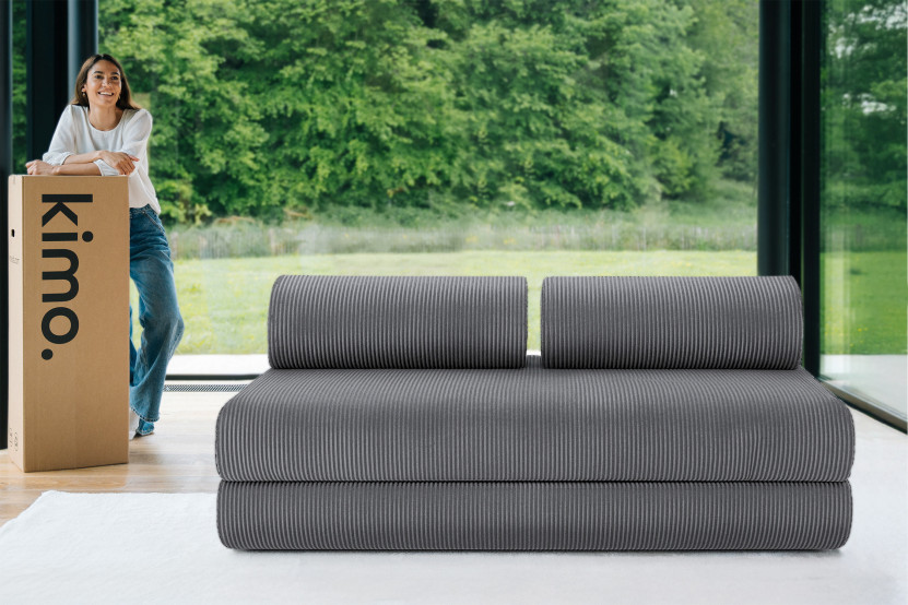 Canapé 3 places convertible et modulable - Velours côtelé Gris