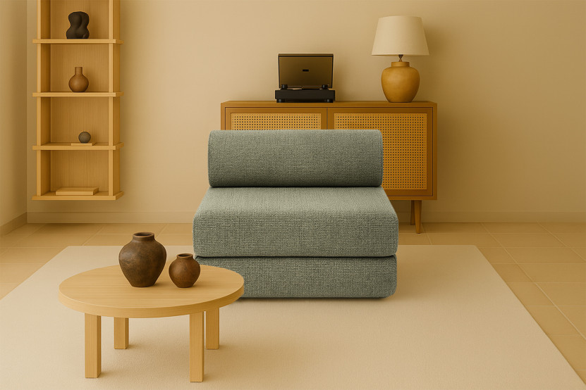 Fauteuil convertible et modulable - Tissu tweed Vert