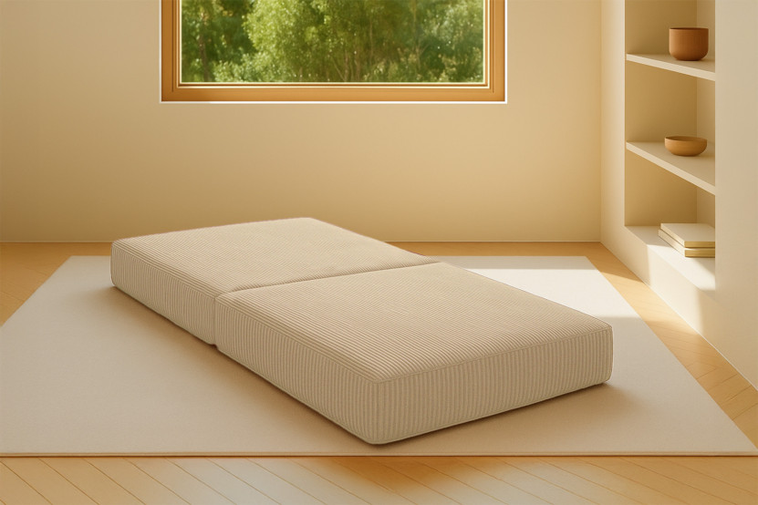 Pouf convertible et modulable - Velours côtelé Beige